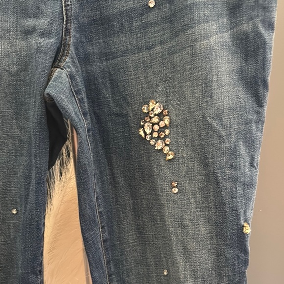 Chico's Blue Ankle Cropped Jeans‎ with Distressed Details - Picture 2 of 7